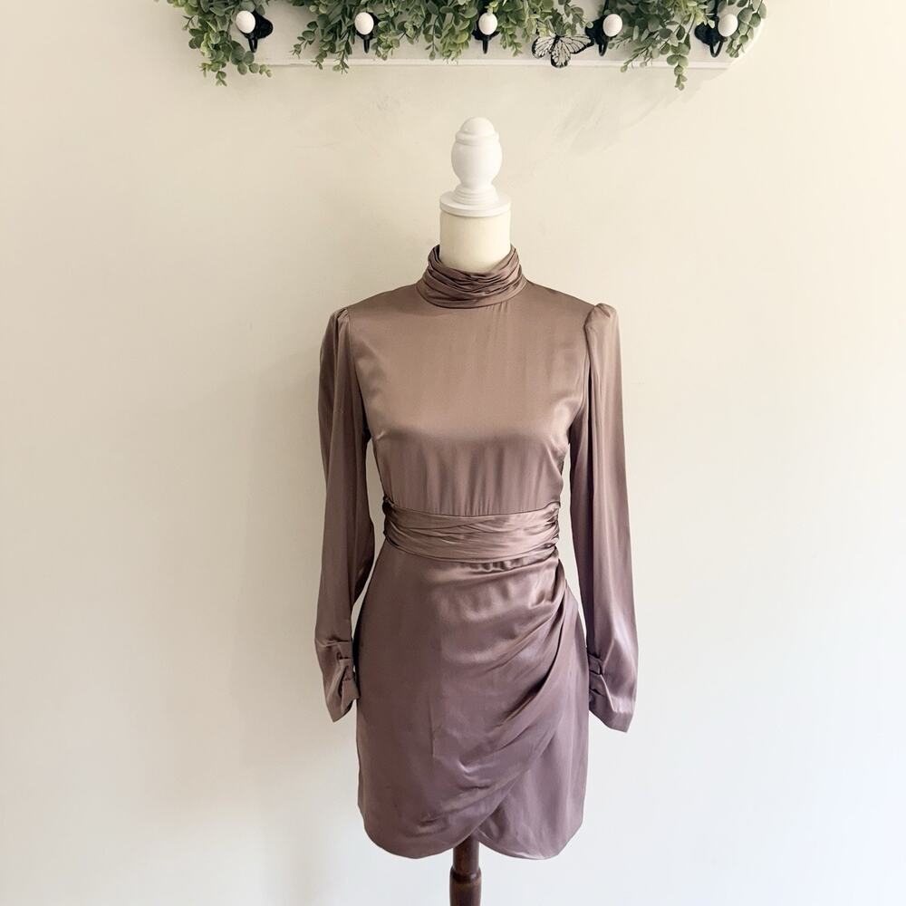 Cinq à Sept Nancy Dress in Desert Rose High Neck Long Sleeve Size 6 94869